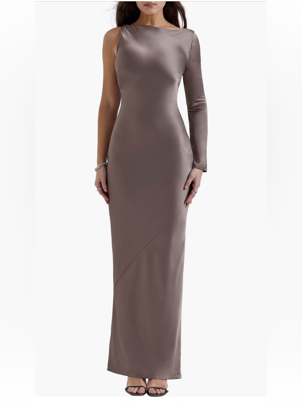 NWT House of CB Catiana Asymmetrical One Sleeve Satin Cocktail Dress Size Small